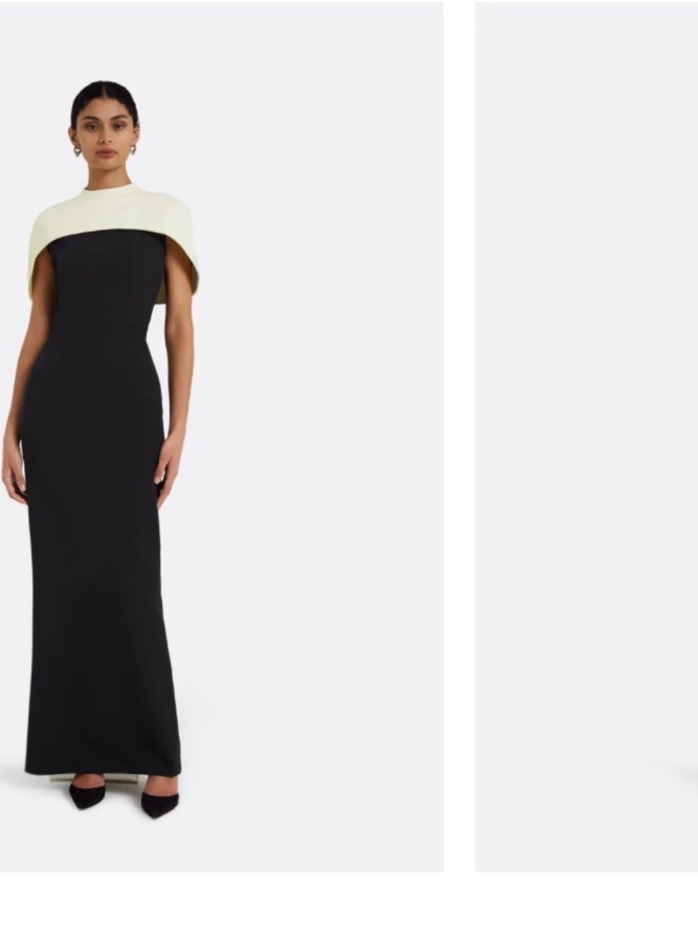 Black Evening Gown with Cream Capelet